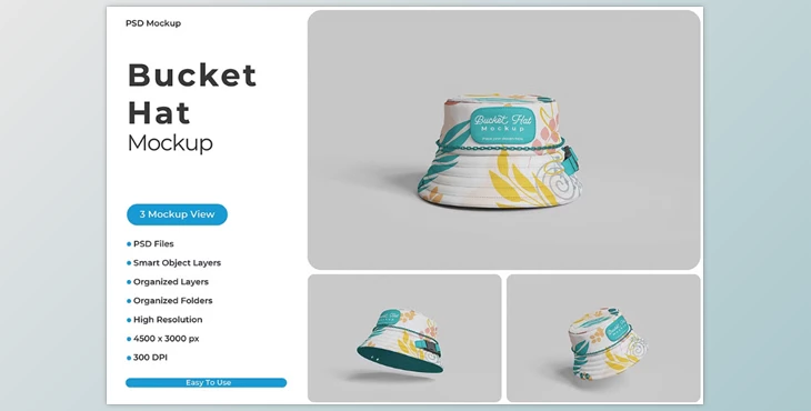 Download Bucket Hat Mockup (Creative Market 196294292)