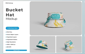Download <span class='badge badge-warning'>Bucket</span> Hat Mockup (Creative Market 196294292)