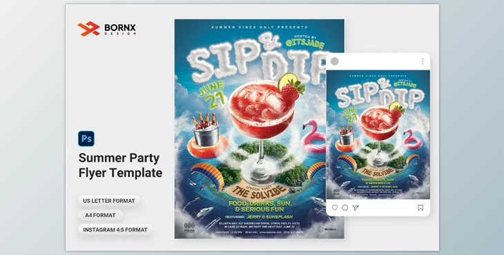 Download Summer Party Flyer Template (Creative Market 291366894)