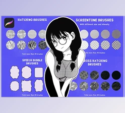 Download 200 Procreate Manga Megapack (Creative Market 291634017)