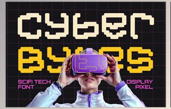 Download <span class='badge badge-warning'>Cyber</span> Bytes Futuristic Pixel Font (Creative Market 291607127)