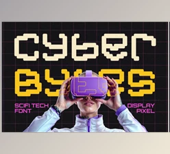 Download Cyber Bytes Futuristic Pixel Font (Creative Market 291607127)
