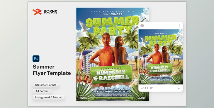 Download Summer Party Flyer Template (Creative Market 291455002)