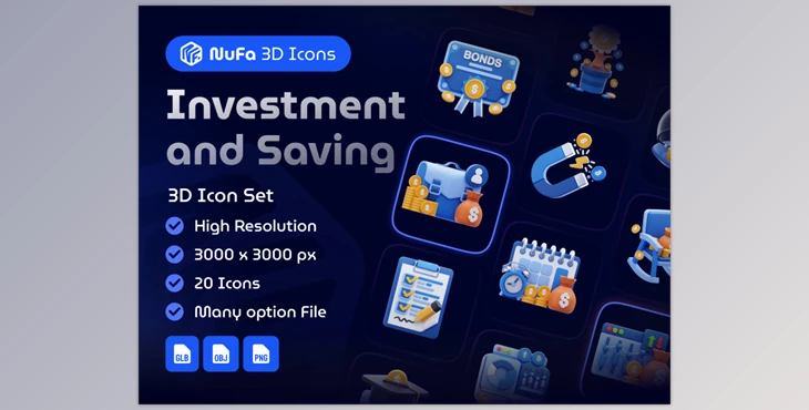 ui8 - Download Investment and Saving 3D icon set