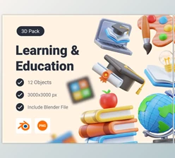 ui8 - Download School Education & Learning 3D Icon Pack