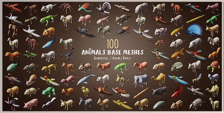 Blender - Download 100 Animals Base Meshes