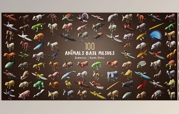 <span class='badge badge-warning'>Blender</span> - Download 100 Animals Base Meshes