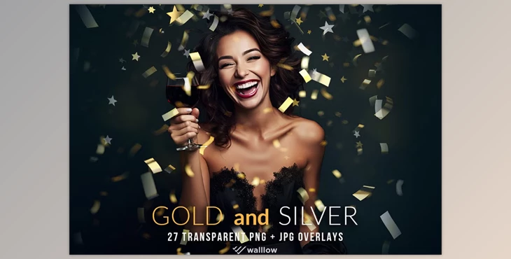 Download Gold and Silver Confetti PNG overlay (Creative Market 92156158)