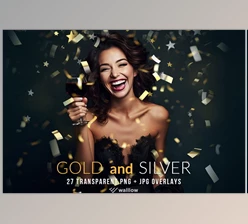 Download Gold and Silver Confetti PNG overlay (Creative Market 92156158)