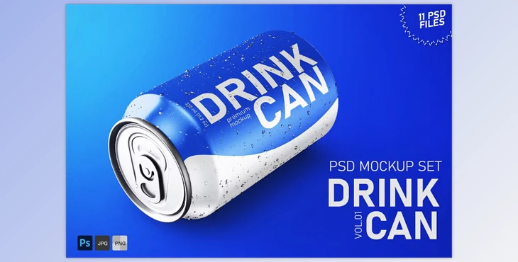Download Drink Can 330ml PSD Mockup Set (Creative Market 291158043)