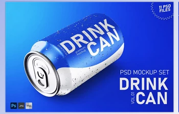 Download Drink <span class='badge badge-warning'>Can</span> 330ml PSD Mockup Set (Creative Market 291158043)