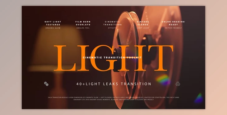 Download 40+ Light Leak Transitions Pack for DaVinci Resolve (Videohive 59079443)