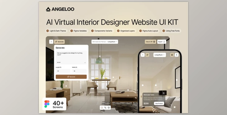 UI8 - Download Angeloo - AI Virtual Interior Designer Website UI KIT