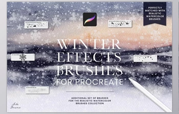 Download Winter Effects Snowfall Snow <span class='badge badge-warning'>Procreate</span> Brushes (Creative Market 290905755)