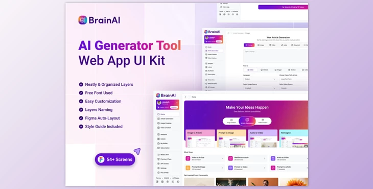 UI8 - Download AI Generator Tool Web App UI Kit