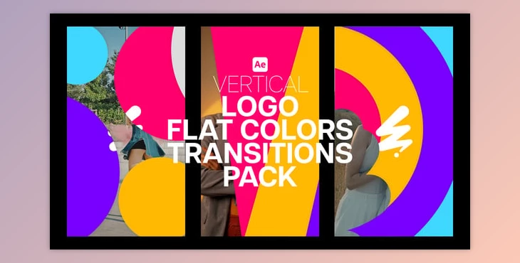 Download Vertical Logo Flat Colors Transitions Pack (Videohive 59392314) - AE Project