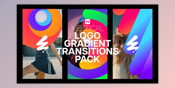 Download Vertical Logo Gradient Transitions Pack (Videohive 59386400) - AE Project