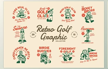 Download <span class='badge badge-warning'>Retro</span> Golf Vector Collection (Creative Market 291710329)