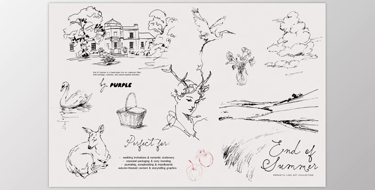 Download End of Summer: Line Art Collection (Creative Market 291674283)