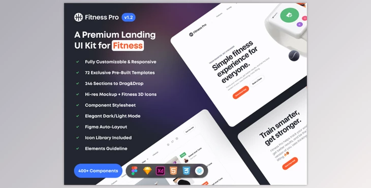 UI8 - Download Fitness Pro: Website UI Kit v1.2