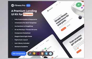 UI8 - Download Fitness Pro: Website UI <span class='badge badge-warning'>Kit</span> v1.2