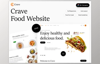 UI8 - Download Crave: <span class='badge badge-warning'>Food</span> Website Uikit for Figma