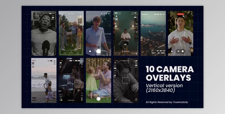 Download 10 Vertical Camera Overlays Pack (Videohive 59619168) - AE Project