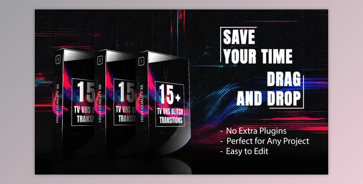 Download Analog VHS Glitch Transition Bundle-Vintage TV Glitch Effects for Video Editing (Videohive 59698535)