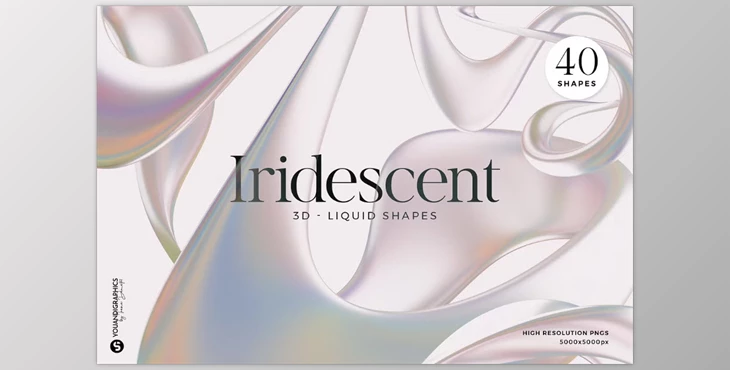 Download Iridescent 3D Liquid Shapes (Creative Market 291838596)