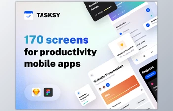 UI8 - Download Tasksy - UI <span class='badge badge-warning'>kit</span> for Productivity Mobile Apps