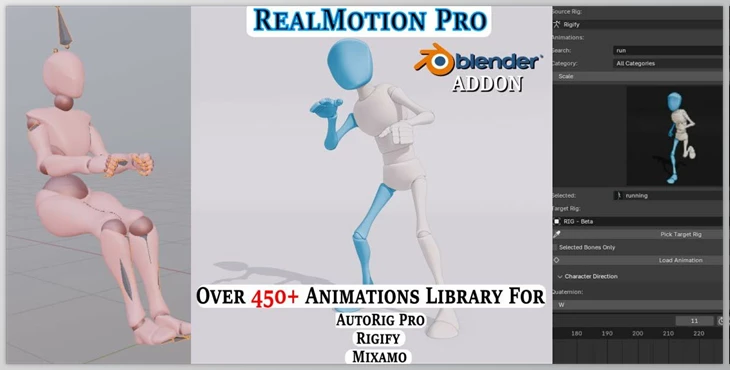 Blender - Download RealMotion Pro v1.57.6 + Mixamo Rigs