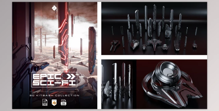 Blender - Download Epic Sci-Fi - Hard Surface Sci Fi Buildings & Environment Assets 3D Kitbash Pack