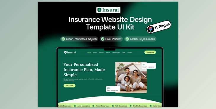 Ui8 - Download Insurance Website Design Template UI Kit