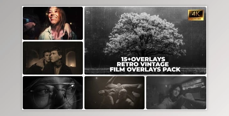 Download Vintage Film Overlays Retro Grain Scratches Cinematic FX (Videohive 60456771)