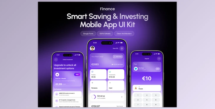 UI8 - Download Finance : Smart Saving & Investing Mobile App UI Kit