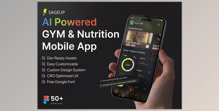 UI8 - Download Sageup AI Powered Gym & Nutrition Mobile App UI Kit