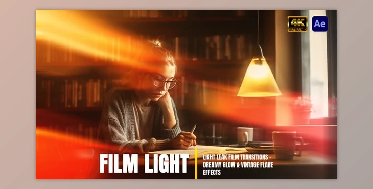 Download Cinematic Light Leaks Transitions – Warm Film Glow & Lens FX (Videohive 60754085)