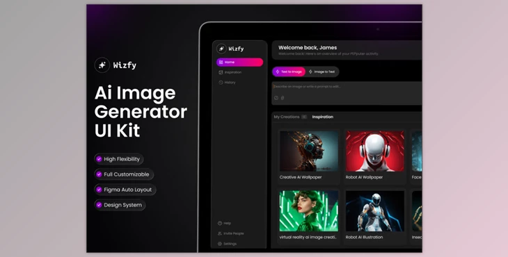 UI8 - Download Wizfy - AI Image Generator Dashboard UI Kit