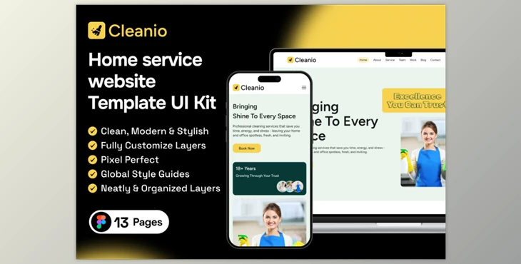 UI8 - Download Cleanio - Home Service Website Template UI Kit