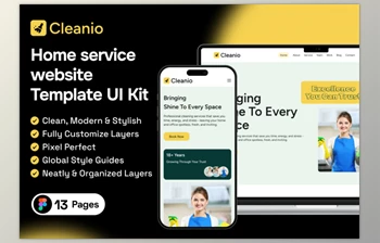 UI8 - Download Cleanio - Home Service Website Template UI <span class='badge badge-warning'>Kit</span>