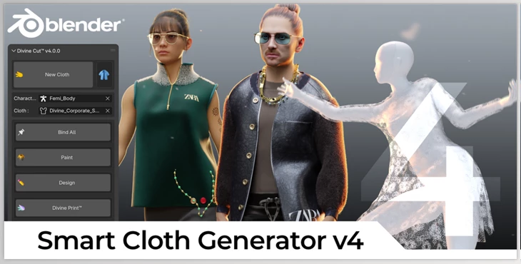 Blender - Download Divine Cut - Smart Cloth Generator v3.4.3 + Assets for Blender