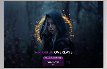 Download Gold <span class='badge badge-warning'>glitter</span> and sparkle transparent PNG overlays (Creative Market 289660942)