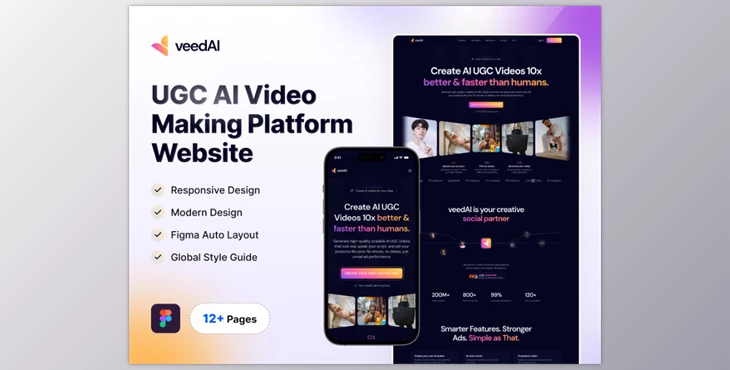UI8 - Download UGC AI VIdeo Making Platform Website Design - VeedAI