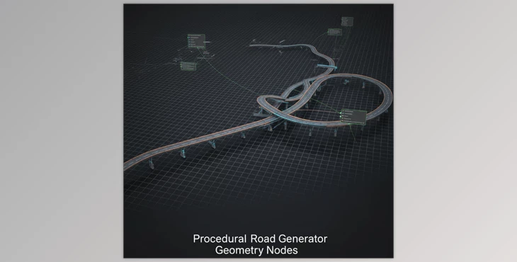 Blender - Download Procedural Road Generator Geometry Nodes