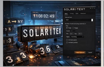 SolariText: split-flap board <span class='badge badge-warning'>Plugin</span> for After Effects (v3.0)
