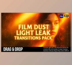 Download Film Dust Light Leak Transitions Pack AE (Videohive 61327167) - AE Project