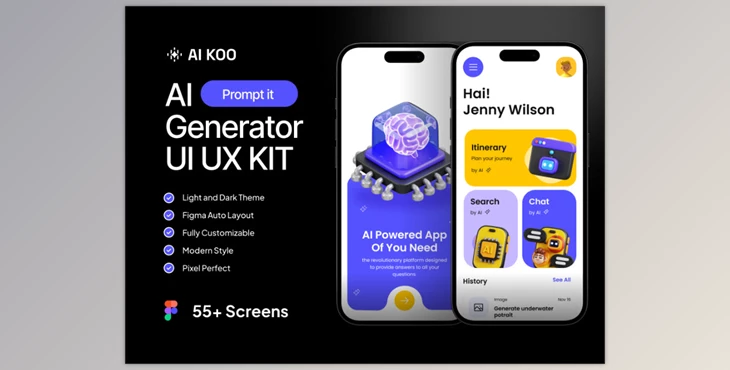 UI8 - Download AI KOO - AI Generator Mobile App UI UX KIT