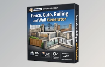 Fence, Gate, Railing and <span class='badge badge-warning'>Wall</span> Generator in Blender (v1.1)