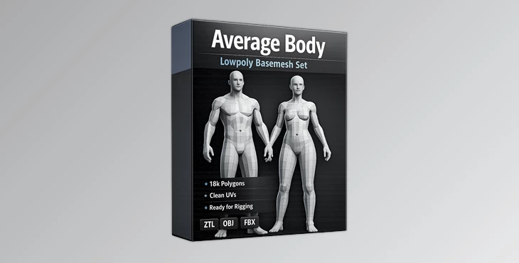 Average Body Lowpoly Basemesh Set