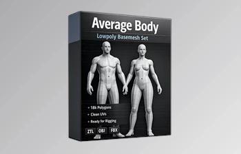 Average Body Lowpoly Basemesh <span class='badge badge-warning'>Set</span> by Flipped Normals 